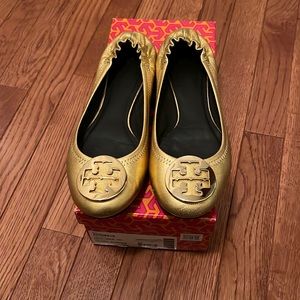 Tory Burch Gold Flats